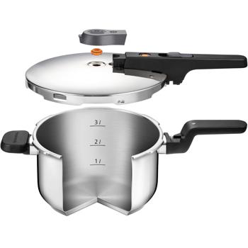 Preview: Hochwertiger 4L Schnellkochtopf: Edelstahl, Ø 25 cm, mit Sicherheitsventil, für alle Herdarten – zeitsparend und energieeffizient für jeden Haushalt