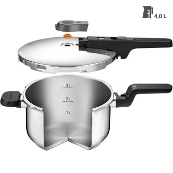 Preview: Hochwertiger 4L Schnellkochtopf: Edelstahl, Ø 25 cm, mit Sicherheitsventil, für alle Herdarten – zeitsparend und energieeffizient für jeden Haushalt