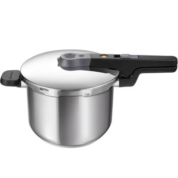 Preview: Hochwertiger Schnellkochtopf aus Edelstahl, 6 Liter, Ø 25 cm, mit Sicherheitsventil – energiesparend, robust & ideal für schnelles, schonendes Kochen