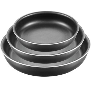 Preview: Multifunktionales Bratpfannen-Set (3-teilig) mit abnehmbarem Griff: Antihaftbeschichtung, schwarz –  ideal zum Braten, Schmoren & Backen