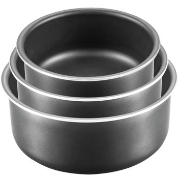 Preview: Komfortables Kochtopf-Set, 3er, schwarz, abnehmbarer Griff – 1,2L, 1,8L, 2,5L, Antihaft, für alle Herdarten & Backofen geeignet