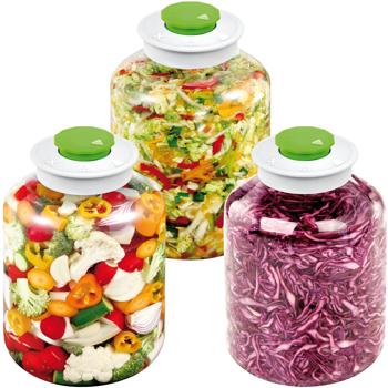 Preview: 3er-Set Grosses Fermentierglas (5 Liter) mit Entlüftungsventil: Ideal für Sauerkraut, Kimchi & Co. - Einfaches & sicheres Fermentieren