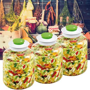 3er-Set Grosses Fermentierglas (5 Liter) mit Entlüftungsventil: Ideal für Sauerkraut, Kimchi & Co. - Einfaches & sicheres Fermentieren