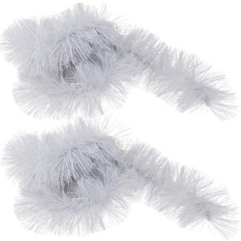 Preview: 2er-Set LED-Lametta Girlande - Weiss 2,7m - Mystischer Glanz, Timer & Batteriebetrieb - Sicherer Christbaumschmuck Weihnachtsdeko