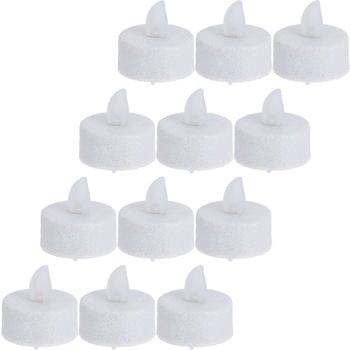 Preview: LED-Teelichter 12er-Set – Weiss-Glitzer & Batteriebetrieben – 3.8x4cm – Ideal für Weihnachtsdeko & Ambiente – CR2032 Batterien inklusive