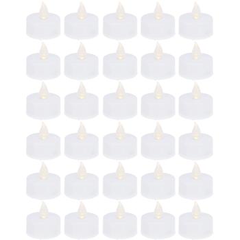 Preview: 30er-Set LED-Teelichter, weiss mit realistischem Flackern, inkl. Batterien - Klassisch-modernes Design für stimmungsvolle Momente