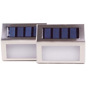 Preview: Solar-LED-Aussenwandleuchten-Set 12 Stück - Automatische Einschaltung Dämmerungssensor - Edelstahl IP44 - 3 SMD-LEDs - 10x8x2.2cm - Max 6h Leuchtdauer