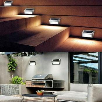 Preview: Solar-LED-Aussenwandleuchte 2er-Set - automatische Einschaltung bei Dunkelheit - IP44 Edelstahl, 3 SMD-LEDs, Dämmerungs-Sensor, 10x8x2.2cm, 6h Leuchtdauer