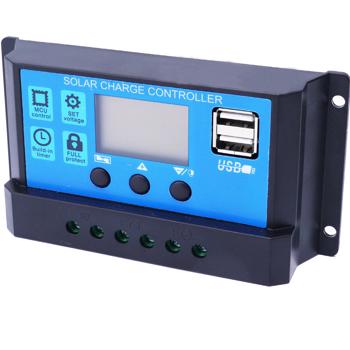 Preview: Solar-Laderegler 20A für 12/24-V-Akkus inkl. 2 USB Ports und LCD Display, PWM Lademodus, sorgt für optimalen Ladestrom aus Solar Panels 