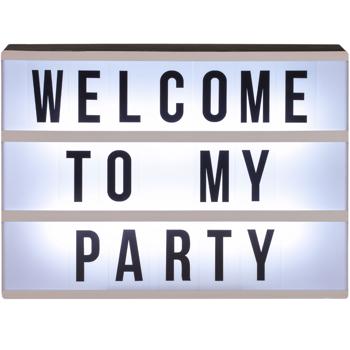 Leuchtkasten mit 84 Buchstaben & Zeichen - Mobile LED Leuchttafel für Zuhause & Geschäft - Weiss, ca. 30x22 cm, Batteriebetrieben, 3 Zeilen