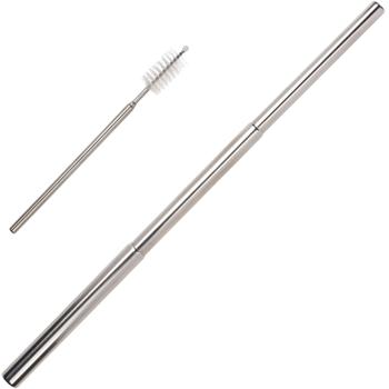 Ausziehbarer Metall Trinkhalm - inkl. Reinigungsbürste - Teleskop-Design, umweltfreundlich, wiederverwendbar, robust, bis 21cm ausziehbar