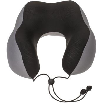 Nackenkissen Memory Foam - Ergonomisch mit Haltekordel - Lindert Nackenverspannungen - Für Reisen, Bus, Bahn, Flug - Bezug abnehm- & waschbar - Grau-Schwarz