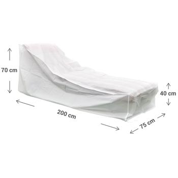 Preview: Abdeckplane für Sonnenliege - Schutzhülle weiss, 200x75x40/70 cm, UV- & wetterbeständig, robustes PEVA-Gewebe, passgenau