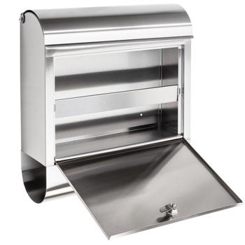 Preview: Edelstahl-Briefkasten mit geräumiger Zeitungsrolle: 38x12x42,5cm, silber, widerstandsfähig und stilvoll