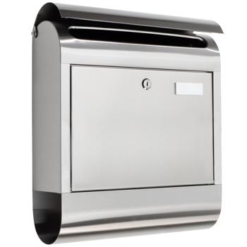 Preview: Edelstahl-Briefkasten mit geräumiger Zeitungsrolle: 38x12x42,5cm, silber, widerstandsfähig und stilvoll