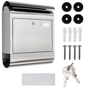 Preview: Edelstahl-Briefkasten mit geräumiger Zeitungsrolle: 38x12x42,5cm, silber, widerstandsfähig und stilvoll