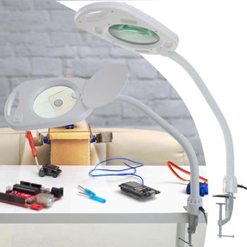 LED-Lupenleuchte mit 5x Vergrösserung – Arbeitsleuchte mit Lupe, Klemme & Gelenkarm – Ideal für Kosmetik, Basteln & Reparaturen