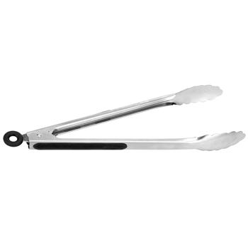 Grillzange Edelstahl 34cm - Servieren & Wenden von Braten, Würsten & Steaks - Ergonomische Griffe - Platzsparend, hitzebeständig