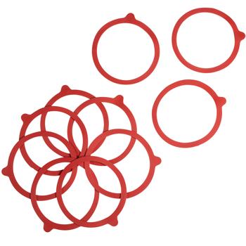 Preview: Einkochringe - 10 Stück Gummiringe mit Lasche für sicheren luftdichten Verschluss - Ø 10cm - 9,4 x 10,8cm - Mehrfach verwendbar - Ideal für Weckgläser