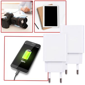 2er-Set USB-A-Ladegerät 10W weiss - Ideal für Smartphones, Tablets, Kameras - Kompatibel, platzsparend für Zuhause, Büro, Reise - 100-240V Input