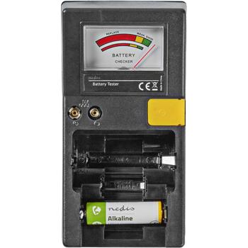 Batterietester - Schnelle Kontrolle von AAA-, AA-, C-, D-, 9 V-Batterien & Knopfzellen - Farbliche Anzeige des Ladestatus - Kompakt & robust