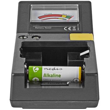 Preview: Batterietester - Schnelle Kontrolle von AAA-, AA-, C-, D-, 9 V-Batterien & Knopfzellen - Farbliche Anzeige des Ladestatus - Kompakt & robust