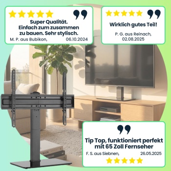 Preview: TV-Ständer für 37-70 Zoll Fernseher – schwenkbar & drehbar, stabiler Standfuss aus Glas, höhenverstellbar, modernes Design für jedes Wohnzimmer