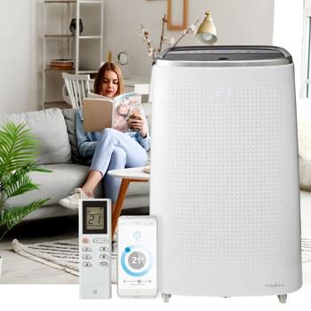 Mobile 14.000 BTU Klimaanlage - weiss, Top Kühlung & Entfeuchtung mit App-Steuerung - Leistungsstark und flexibel auf Rollen