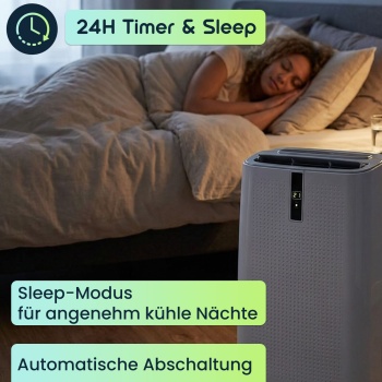 Preview: Mobile Klimaanlage mit 12.000 BTU, leistungsstark & leise, mit Entfeuchter, Timer & App-Steuerung, auf Rollen für flexiblen Einsatz in jedem Raum