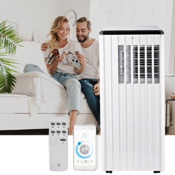 Mobile 3 in 1 Klimaanlage (Kühlen, Belüften, Entfeuchten), App-Steuerung, 9.000 BTU, Timer, LCD Display, weiss