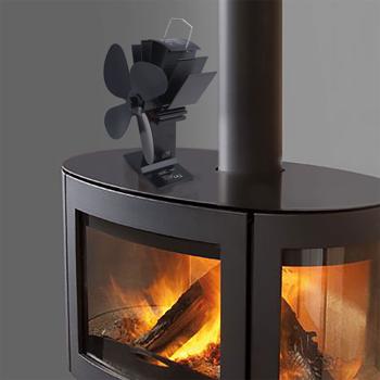 Preview: Effizienter, stromloser Kaminventilator aus Aluminium, schwarz, mit 4 Lüfterblättern – leise, energiesparend & für Temperaturen 65°C bis 345°C