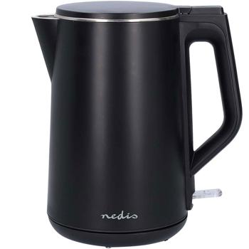 Preview: Eleganter, doppelwandiger Wasserkocher in Schwarz, 1,5L – Robust, pflegeleicht & energiesparend – Stilvolles Küchenhighlight