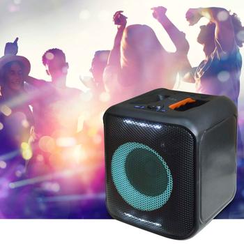 Cube Bluetooth-Party-Lautsprecher mit Subwoofer, starke 150W, Beleuchtung, Bluetooth 5.0, Anschlüsse: Power, USB-A, Mic 6,35 mm, Klinke 3,5 mm