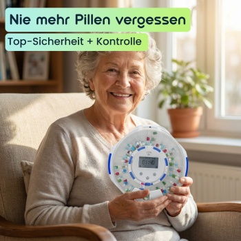 Preview: SmartLife Medikamentendose, WLAN, App Steuerung/Überwachung, 28 Fächer, LCD-Display - Nie mehr Pillen vergessen - Top-Sicherheit + Kontrolle
