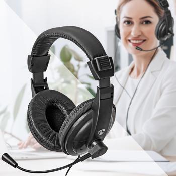 Over-Ear PC-Headset - Klappbares Mikrofon für Online-Meetings, Skype & Gaming - 40 mm-Lautsprechertreiber, 1.8m Kabel - Schwarz, Stereo, 3.5mm