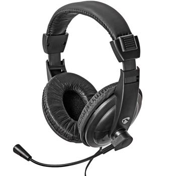 Preview: Over-Ear PC-Headset - Klappbares Mikrofon für Online-Meetings, Skype & Gaming - 40 mm-Lautsprechertreiber, 1.8m Kabel - Schwarz, Stereo, 3.5mm