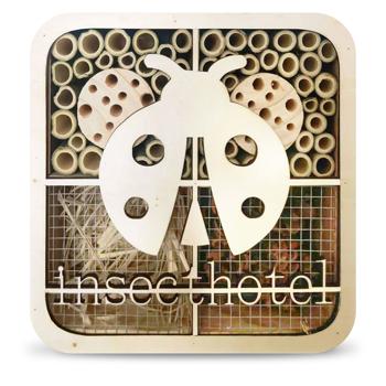 Preview: Einzigartiges Marienkäfer-Insektenhotel, Naturholz, 20x20x7cm – kinderfreundliches & originelles Design, liebevolles Zuhause für Nützlinge