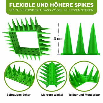 Preview: Anti-Tauben-Spikes, weiss, 12 x 45cm Module, Gesamtlänge: 5,4 Meter, zuverlässiger Schutz, sichere Vogelabwehr, flexible Anwendung