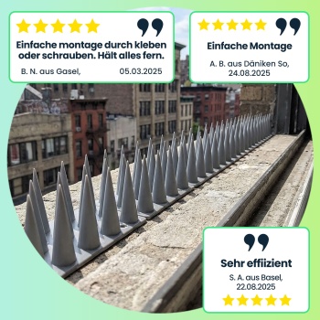 Preview: Taubenspikes 5,4m – effektive Anti-Vogel-Spikes in Grau , je 45 cm – wetterfest, einfach zu montieren – Schutz vor Vögeln auf Balken & Fensterbänken