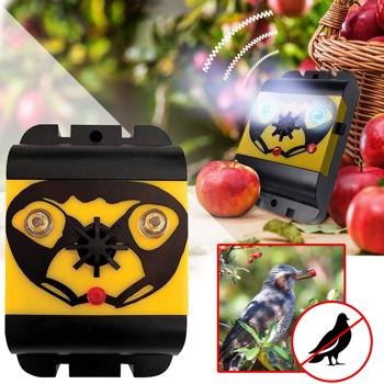 Preview: Mobiler Ultraschall-Vogelvertreiber, 40m², Vogelschreck, originelles Design, gelb-schwarz, inkl. Batterien, effektive Vogelabwehr