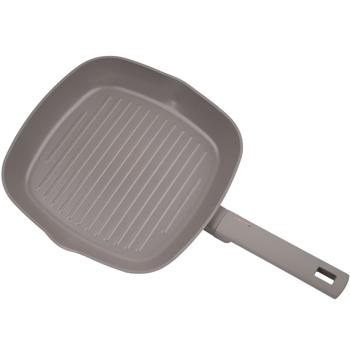 Design-Grillpfanne 28cm, edles taupe, Aluminium, 3-fach Titan beschichtet – Soft-Touch-Griff, alle Herdarten, die Grillpfanne für Profis & Hobbyköche