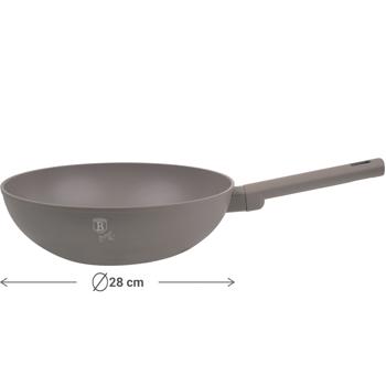 Preview: Design Wokpfanne, 28cm, taupe: Antihaft, robust & stilvoll kochen, für gesundes & aromatisches Braten