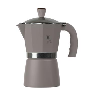 Design Espressokocher Taupe für 6 Portionen (300ml) - Für alle Herde geeignet - Hochwertiges Aluminium, Soft-Touch-Griff - Robust & rostfrei