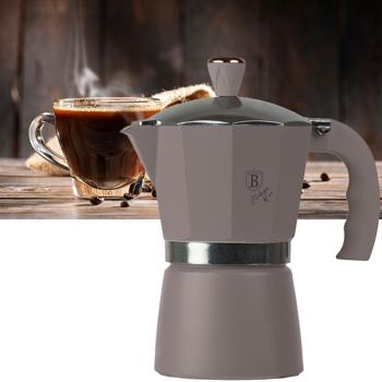 Espressokocher Taupe 9 Portionen (450ml) - Aluminium Kaffeekocher für Gas- Elektro- Glaskeramikherde - Modernes Design Soft-Touch-Griff