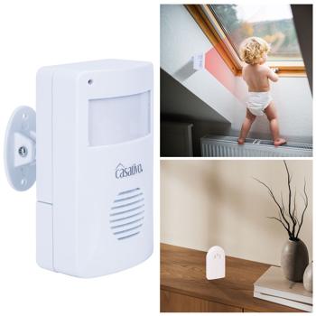 Funk-Durchgangsmelder mit PIR-Sensor, 8m, Batterie. Klingel-Alarm. Kabelloser Bewegungsmelder mit Empfänger. Zuverlässige Überwachung für Zuhause