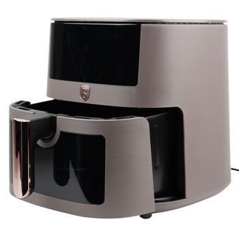 Preview: XXL Heissluftfritteuse 8L mit Sichtfenster – Air Fryer mit 8 Kochprogrammen, Timer & Touch-Display – Stilvolles Taupe-Design