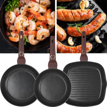 3-teiliges Design Pfannenset (bordeaux) - Bratpfannen 20+24cm, Grillpfanne 28cm - Geschmiedetes Alu, Titan, Soft-Touch - Hochwertig & Robust