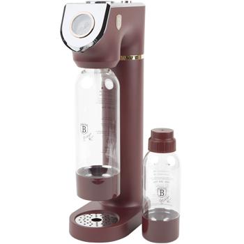 Preview: Wassersprudler im Design-Look, bordeaux, mit 2 BPA-freien Flaschen & Barometer: für sprudelnde Getränke, stilvoll & praktisch für jeden Haushalt