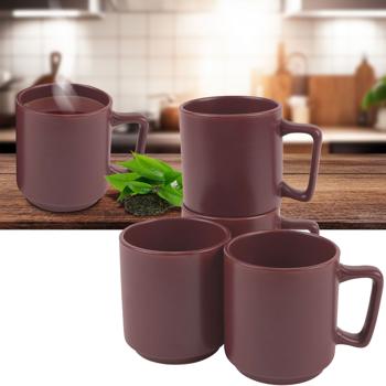 Hochwertiges Steingut Tassen Set (4 Stück, 300ml): Design Tassen in Bordeaux, spülmaschinen- & mikrowellenfest – Stilvolle Kaffeebecher für den Alltag