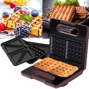 3in1 Sandwichmaker, Waffeleisen & Grill (780W) - Design-Küchenhelfer im trendigen bordeaux, antihaftbeschichtet - Perfekt für schnelle & leckere Snacks